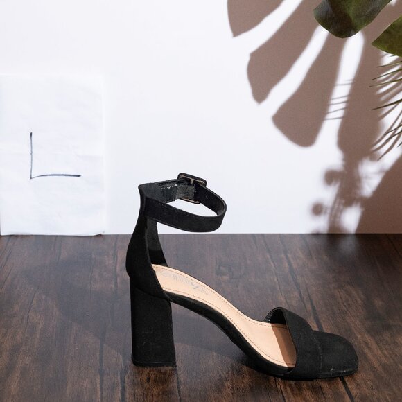 Black Strap Heel Faux Suede - Picture 8 of 11